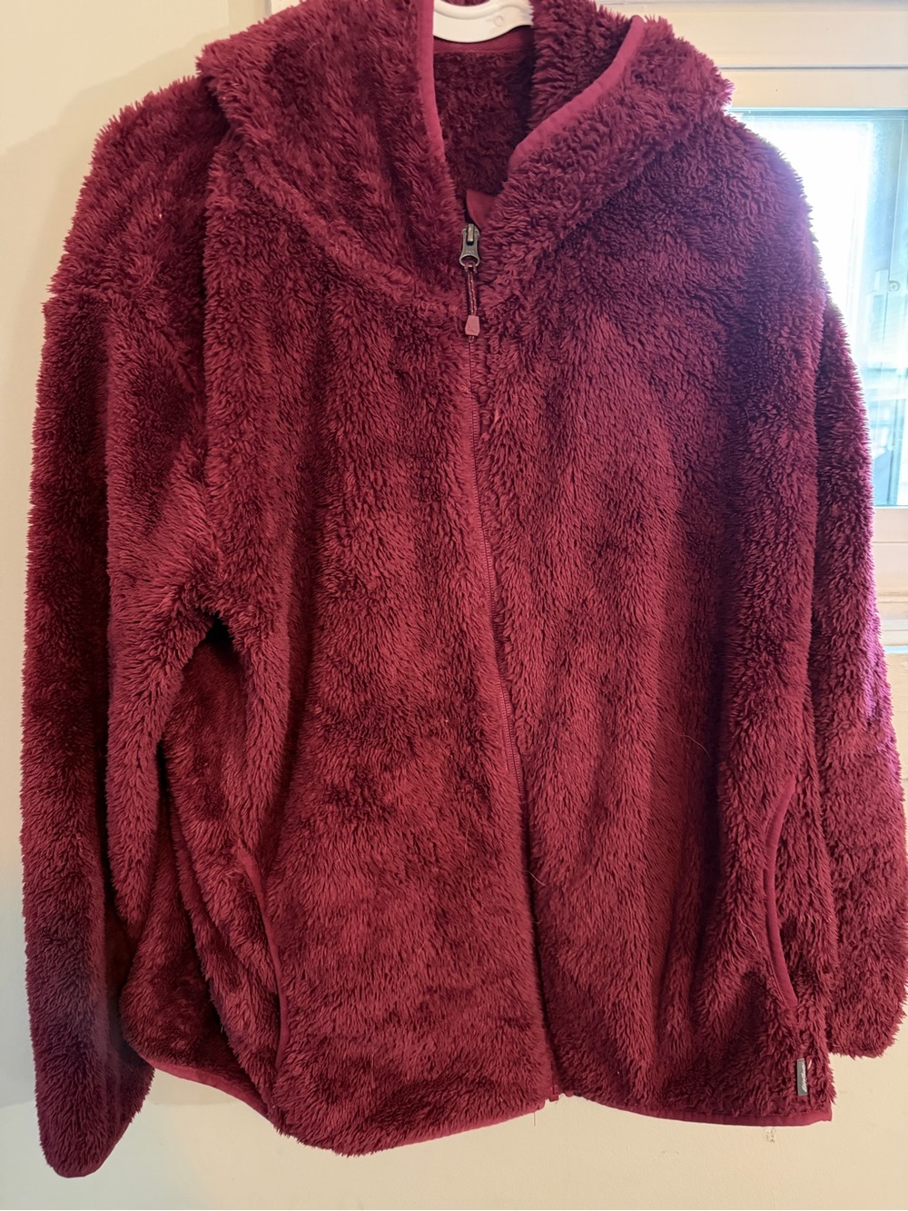 Eddie Bauer Plush Hooded Zip-Up Jacket in Burgundy